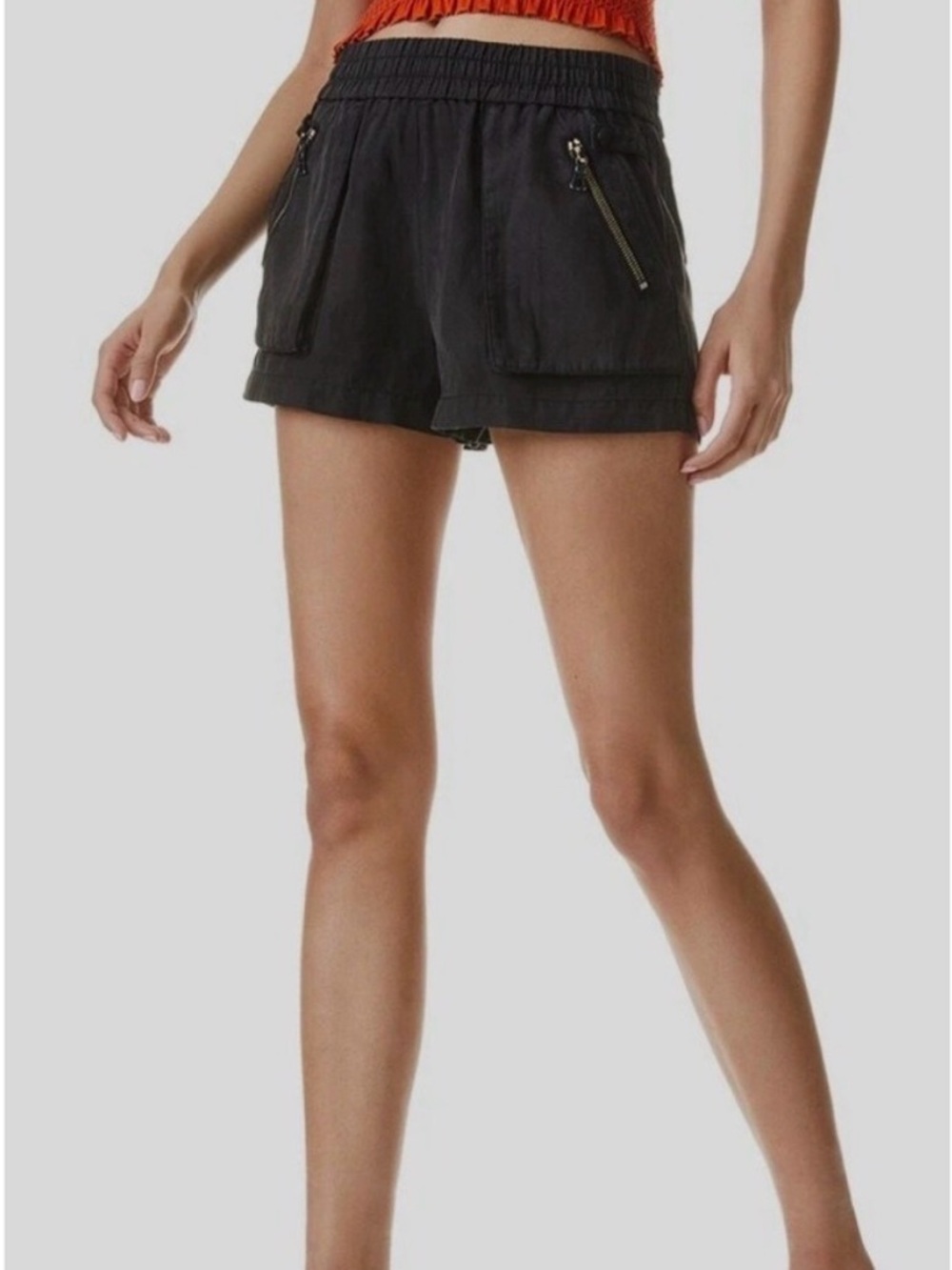 alice + olivia Britney high waist Pull-On Shorts Black Size large L